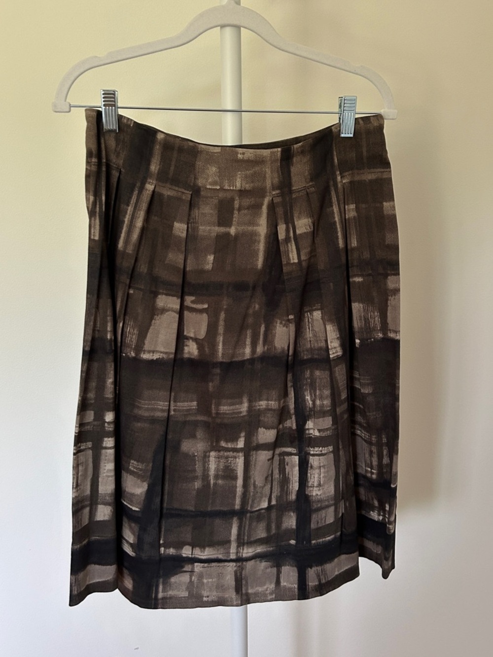 Weekend Max Mara Brown and Black Plaid A-Line Skirt